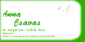 anna csavas business card